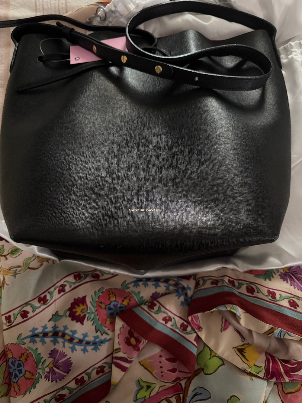 Black Leather Bucket Bag - Italian luxury MANSUR Gavriel.